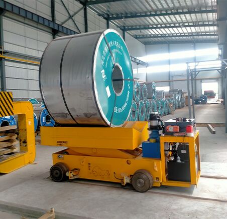 Scissors Lifting Steel Plate Rail Transfer Cart